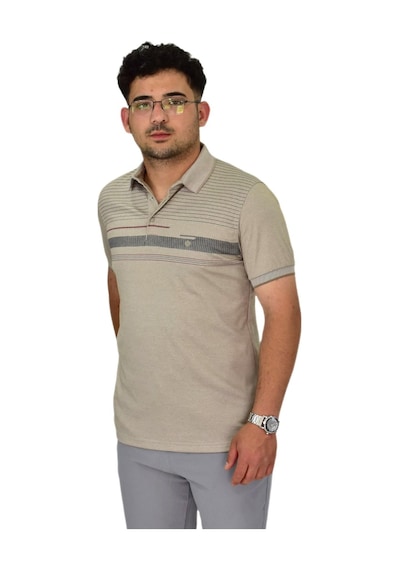 Erkek Polo Yaka Pano Çizgili Tişört T273 Bgl-st04592 Bej