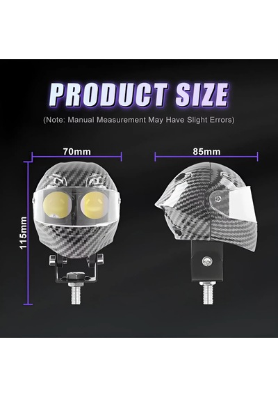 Beyaz Sarı Çakarlı Led Kask Off Road, Motosiklet Sis Farı Çalışma Lambası 12-24v 25w