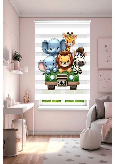 Perdeoutlet38 Enxboy Safari Dijital Baskılı Zebra Perde-cocuk Odası-stor Perde Renkli