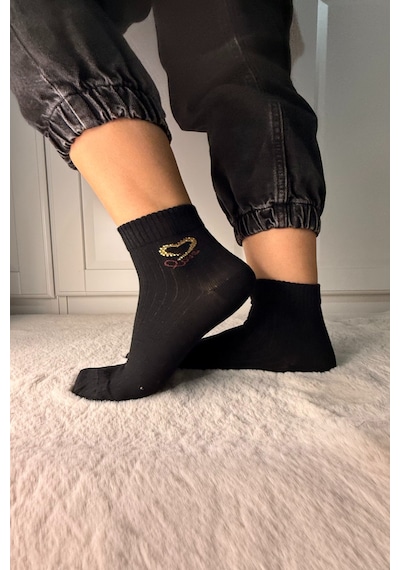Ozzy Socks 3 Çift Kadın Taş Detaylı Dikişsiz & Takviyeli Patik Çorap Metalik