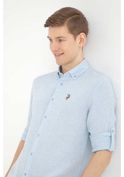 U.s. Polo Assn. Erkek Açık Mavi Gömlek Desenli 50283423-vr003 Mavi