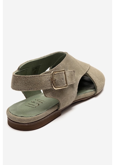 Luvishoes Monaro Yeşil Süet Hakiki Deri Kadın Sandalet