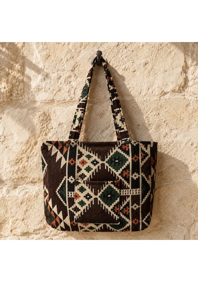 Bk Gift El Yapımı Otantik Türk Kilim Omuz Çantası -17, Günlük, Kitap, Tablet, Plaj Ve Seyahat Çantası Çok Renkli