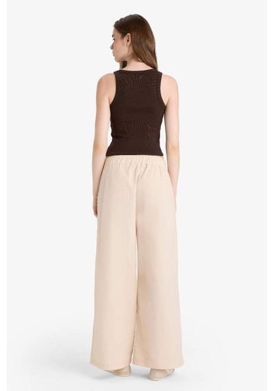 Defacto Wide Leg Çift Cepli Normal Bel Standart Boy Pantolon F9223ax25smer142 Ekru