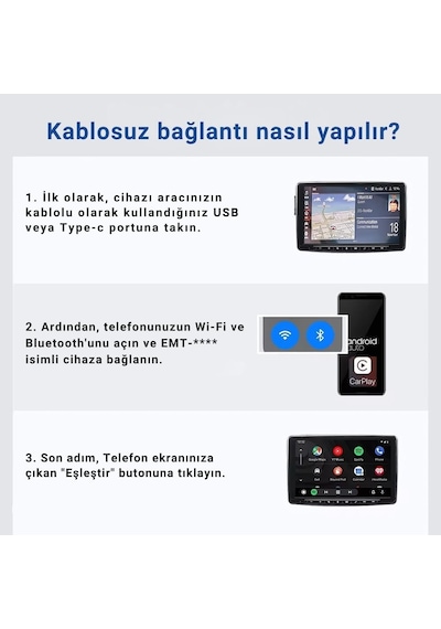 Embatech 2in1 Kablosuz Carplay Ve Android Auto Adaptörü Emt-001