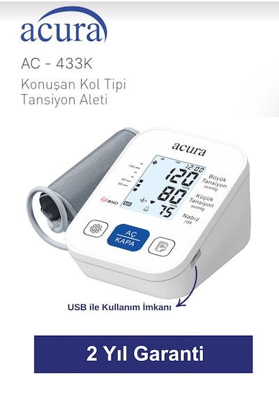 Acura AC-433K Türkçe Konuşan Koldan Tam Otomatik Tansiyon Aleti + Çanta