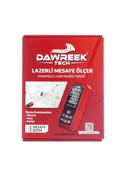 Dawreek Mesafe Ölçer H01 Red 80 Metre Dijital El Tipi Mesafe Ölçüm Cihazı