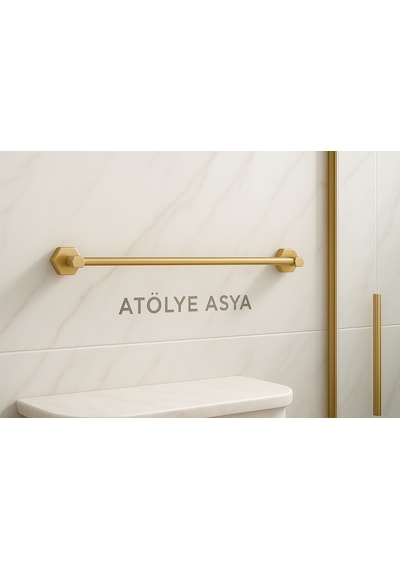 Atölye Asya %100 Pirinç Kendinden Yapışkanlı Tekli Havlu Askısı / Vidalama Gerekmeyen Gold - Altın