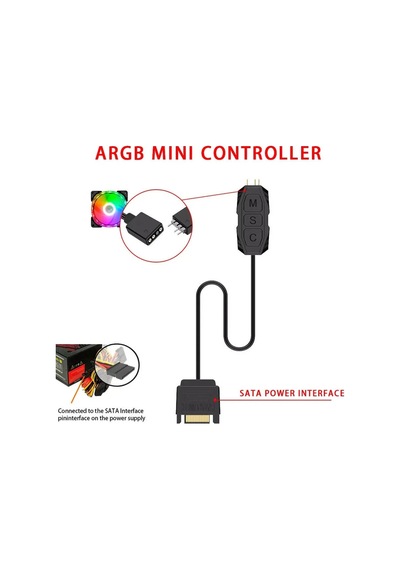 Argb 5v Fan Led Denetleyici 3 Pin Kablo Kontrol Ünitesi Sata Güç