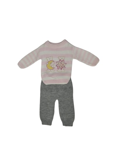 Cbc Kız Bebek Alt Üst Takım Pembe Beyaz Çizgili Triko Takım 116 Pembe - Ekru