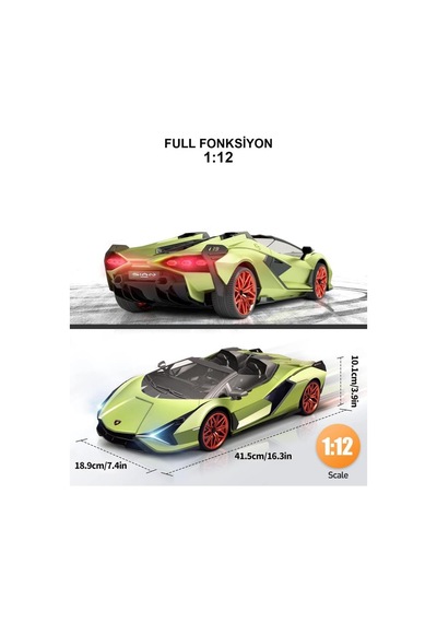 Uzaktan Kumandalı Şarjlı Işıklı Full Fonksiyon Lamborghini Sian Radstar Oyuncak Araba Yeşil Yeşil