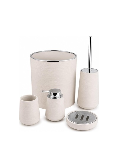 5 Parça Banyo Seti, Kapaklı Çöp Kutusu, Sıvı Sabunluk, Diş Fırçalık, Sabunluk Ve Tuvalet Fırçası, Şık Mod Diğer