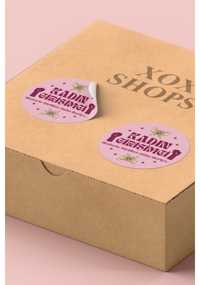 Kadın Girişimci Yuvarlak Sticker Paket Etiketi 3x3cm St2412 Çok Renkli