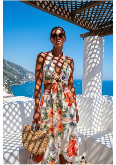 Fashion Cocktail Island Girl Vintage Bağlamalı Tropikal Halter Yaka Büstiyer Ve Cepli Asimetrik Mendil Etek Yazlık Bohem Boho Set Takım ekru Fashion Cocktail Island Girl Vintage Bağlamalı Tropikal Halter Yaka Büstiyer Ve Cepli Asimetrik Mendil Etek Yazlık Bohem Boho Set Takım ekru