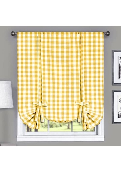 Home Furnishings Buffalo Perde Tutucu, Kareli, 42 X 63 Cm, Sarı Genel