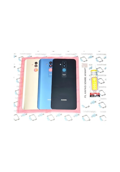 Tkgz - Mate 20 Lite Arka Pil Batarya Kapağı (Cam Kamera Lensi) (275885748) Mavi
