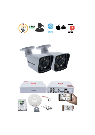 2 Kameralı Set 5mp Sony Seculensli 1080p Full Hd Kdj-2s-8w-kk-p
