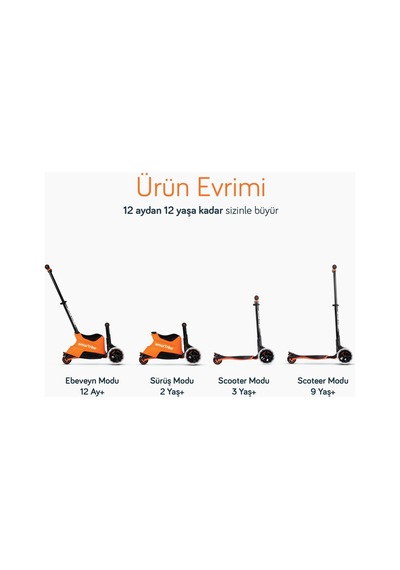 Smartrike Xtend Büyüyebilen Ride On Scooter 12 Ay - 12 Yaş Orange