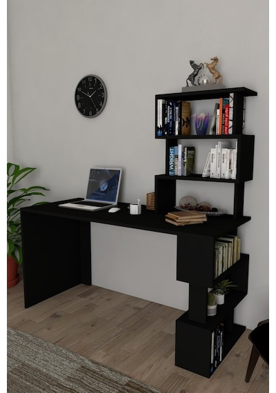 Moonlife Okyanus Kitaplıklı Çalışma Masası Siyah