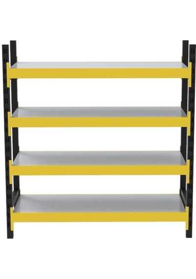 4 Katlı Tekli Midi Rack - Ekonomik Depo,arşiv, Kiler Rafı Siyah-turuncu-35x150 Cm-100 Cm Çok Renkli