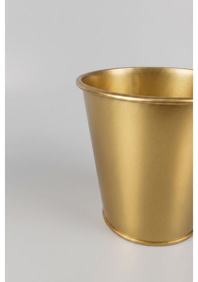Orkide Saksısı Metal 1.2 Litre - Kova Formlu Dekoratif Mini Saksılık Ve Çiçeklik Altın