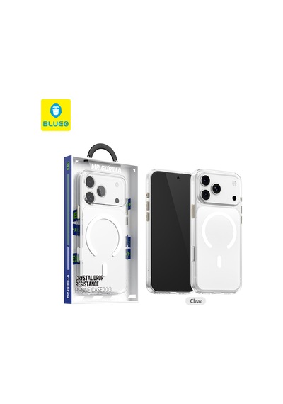 İphone 18 Pro Max Uyumlu Crystal Şeffaf Magsafe Kılıf Metal Tuşlu 6.3 Darbe Emici Beyaz