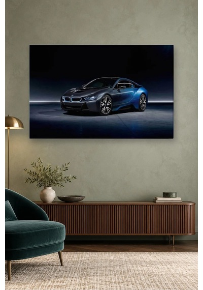 Fida Lacivert Stüdyo Işığında Bmw İ8 Canvas Tablo