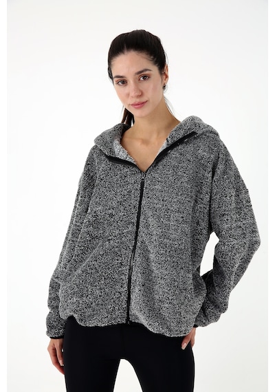 Scorp Voyage Kadın Peluş Kapüşonlu Sweatshirt Gri Standart Çok Renkli