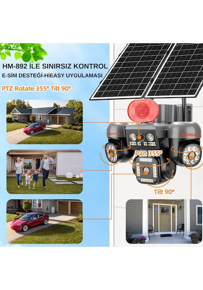 Heiman Hm-892 4g Sim Kartlı 4 Kameralı 3 Telefondan Kontrol 12mp Hd Kamera