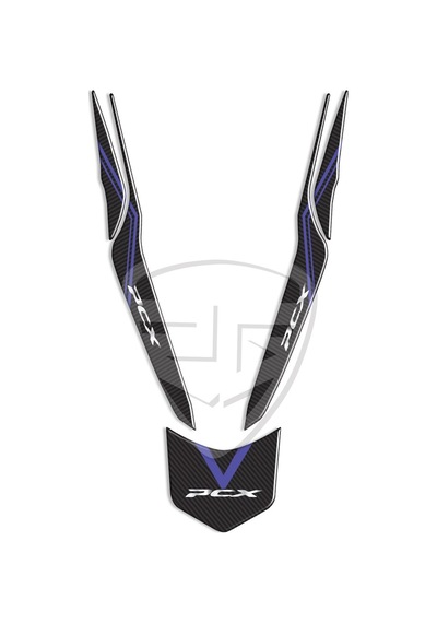 Pcx 125 2021 Karbon Desen Mavi Kuyruk Sticker