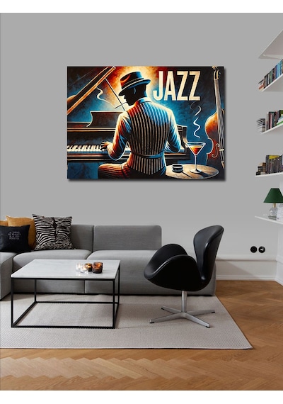 Kanvas Tablo Caz Piyanisti Ve Blues Gecesi