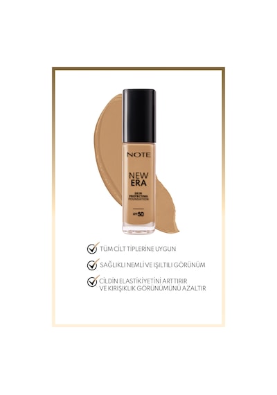 Note Cosmetique New Era Skin Protecting Spf 50 Nemlendirici Etkili Hyaluronik Asitli Fondöten - 180 Dark Honey