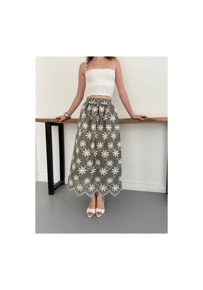 Verymoda Nakışlı Etek D2914 Haki