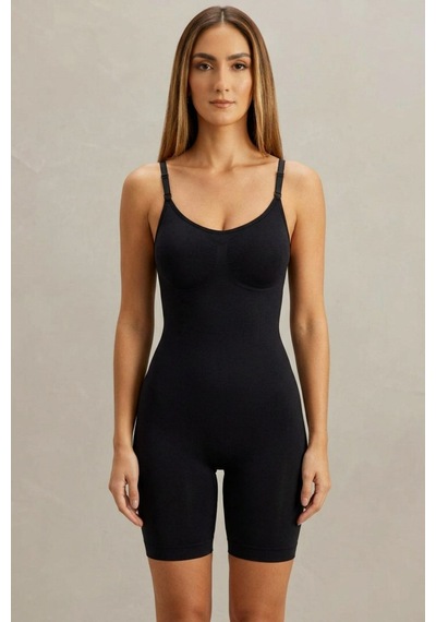 Kadın Kalp Yaka Sportif Etki Siyah Body