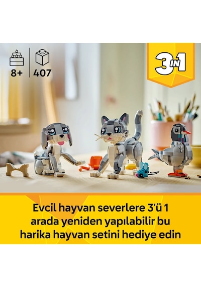 LEGO® Creator 3’ü 1 Arada Oyunbaz Kedi 31163 - 8 Yaş ve Üzeri Çocuklar için Yaratıcı Oyuncak Yapım Seti (407 Parça)