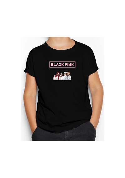 Zepplin Giyim Blackpink Face Siyah Çocuk Tişört Siyah