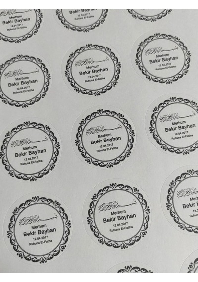 48 Adet 4 Cm Kişiye Özel Merhum Ruhuna El Fatiha Baskılı Mat Etiket Sticker - 7 Mevlidi Etiketi