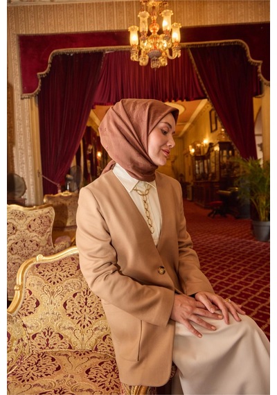 Silk Home Monogram Pamuk İpek Eşarp 130001-22 Çikolata Kahve