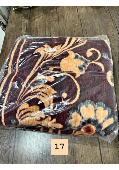 Ceritoğlu Battaniye - Iki Taraflı Çift Kişilik Desenli Ekstra Yumuşak Soğuk Geçirmez 22x180 Cm Krem - Bordo