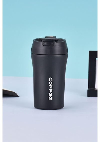 304 Çelik Siyah 400 Ml Kahve El Termos Mug Cin853sy Açık Beyaz