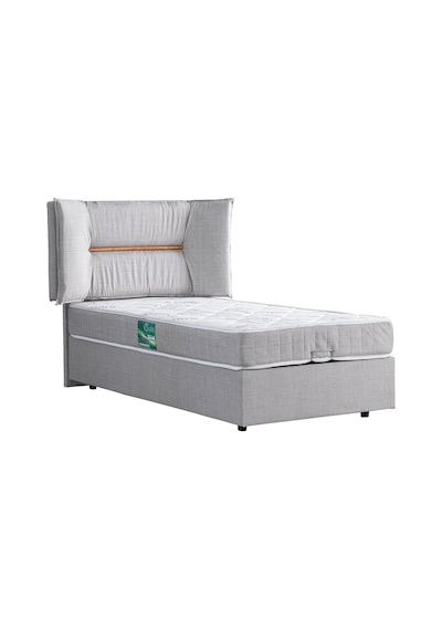 Setaymobilya Baza, Lizbon Tek Kişilik Baza + Başlık + Comfort Yatak, Açık Gri