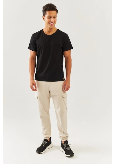 Erkek Oversize Rahat %100 Pamuklu Penye Bisiklet Yaka Kısa Kol Basic T-shirt Classic Collection Siyah