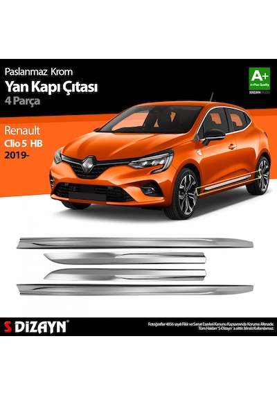 S-Dizayn Renault Clio 5 Krom Yan Kapı Çıtası 4 Prç. 2019 ve   Üzeri