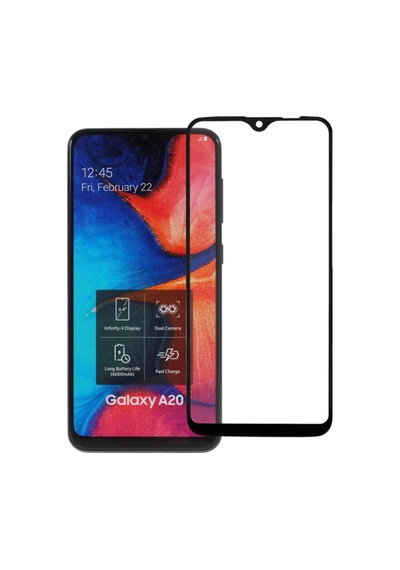 Samsung Galaxy Uyumlu A20E 3D Full Kaplama Kırılmaz Cam Ekran Koruyucu Siyah (364476676)
