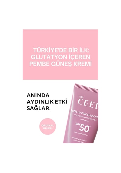The Ceel Leke Karşıtı Ton Eşitleyen Spf 50+ Pembe Renkli Güneş Kremi | Glutatyon, Hyaluronik Asit 50 ml
