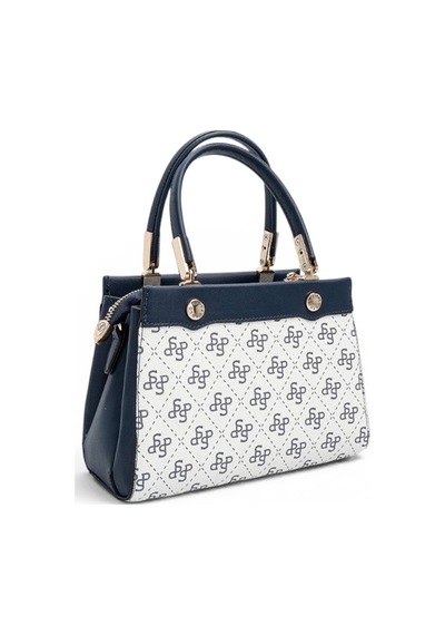 Silver & Polo Silver Polo Beyaz - Lacivert Monogram Kadın El Çantası Sp1292