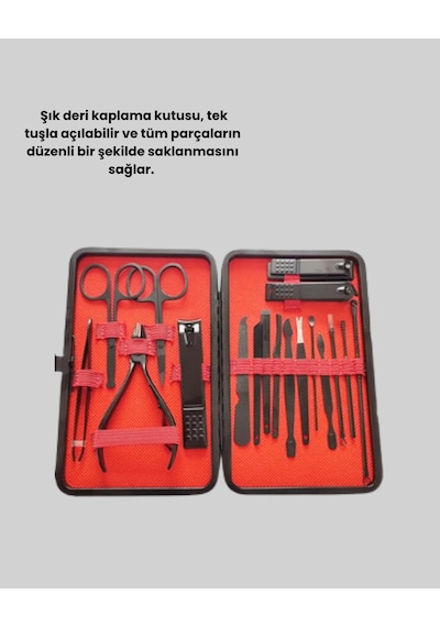 Paslanmaz Çelik 17 Parça Manikür Pedikür Seti Ve Taşınabilir Şık Çanta