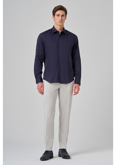 Morven Erkek Lacivert Dynamic Fit Sert Yaka Gömlek 26mc004005200 Lacivert
