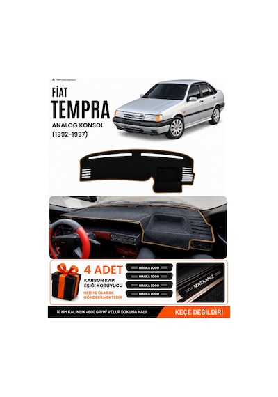 Fıat Tempra 1992-1997 Analog Konsol Uyumlu Torpido Örtüsü - Siyah-kahverengi - Fı020