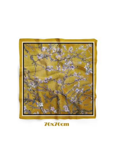 Golden Blossom Desen 70 70cm Bandana/fular Çok Renkli